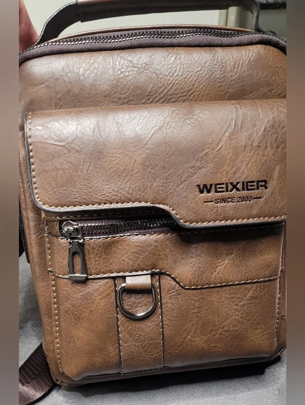 Weixier Men's Brown PU Leather Crossbody Bag NWOT